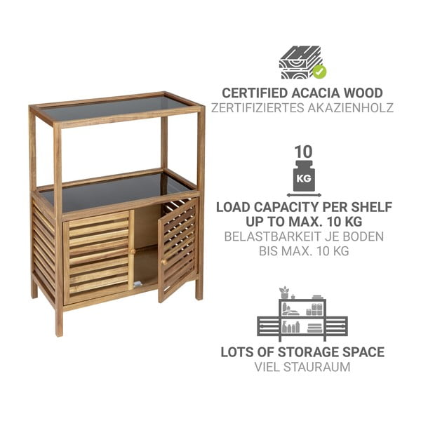 Crni/u prirodnoj boji nizak kupaonski ormarić od masivnog bagrema 67,5x86 cm Fondi – Wenko-image-3