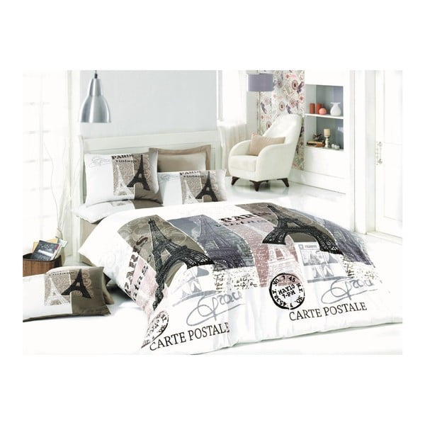 Posteljina za bračni krevet s plahtama Paris Mood, 200 x 220 cm