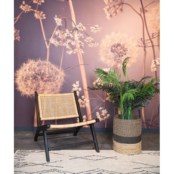 Crna fotelja od tikovine s pletivom - HSM collection-image-1
