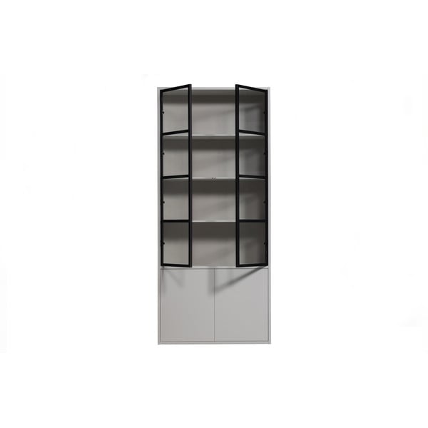 Svijetlo siva vitrina od masivnog bora 101x230 cm Basic – vtwonen-image-3