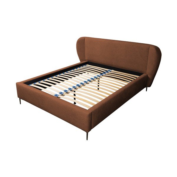 Tapecirani bračni krevet s podnicom 180x200 cm boje terakote Makana – Makamii-image-2