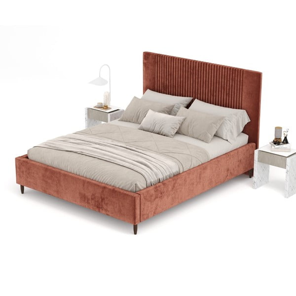 Ciglasti tapecirani bračni krevet s prostorom za odlaganje s podnicom 160x200 cm Etero – Maison de Rêve-image-4