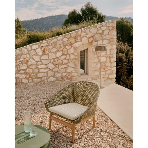 Zelena/u prirodnoj boji vrtna fotelja od masivnog drveta Olbia – Kave Home-image-1