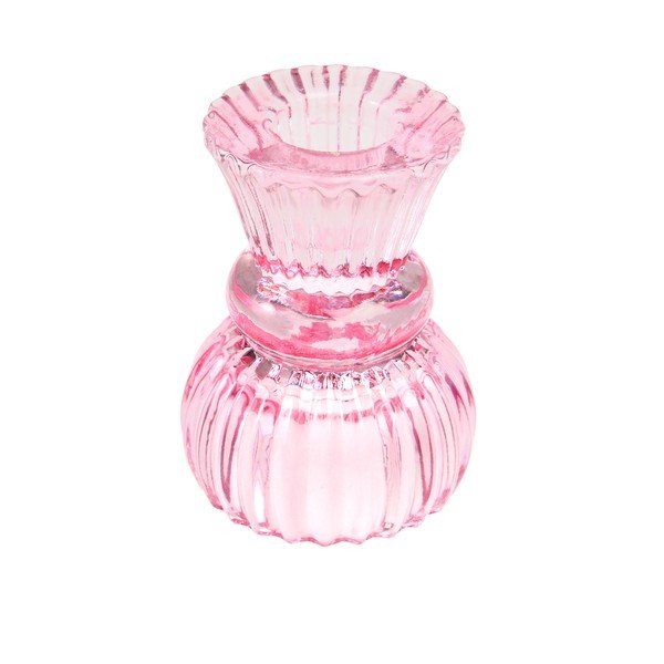 Niski svijećnjak od ružičastog stakla - Rex London-image-1