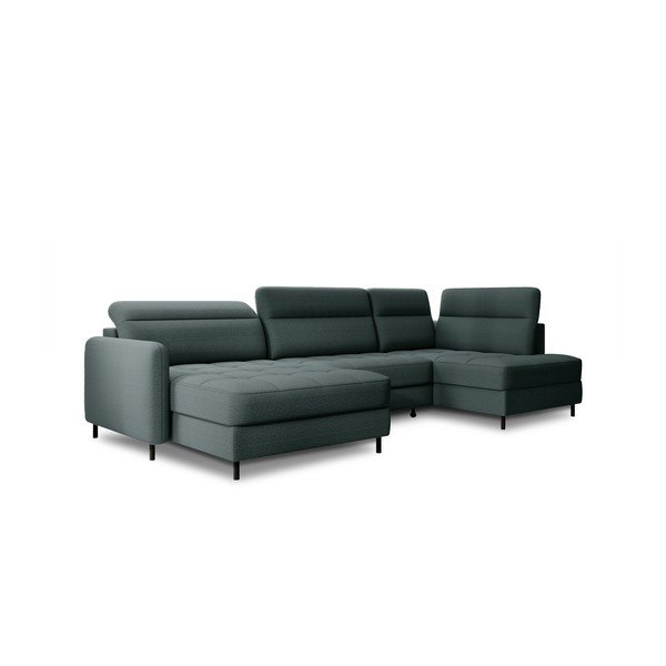 Zelena baršunasti sklopiva/s prostorom za odlaganje kutna garnitura (s desnim kutom/u obliku slova "U") Berrto – ELTAP-image-2