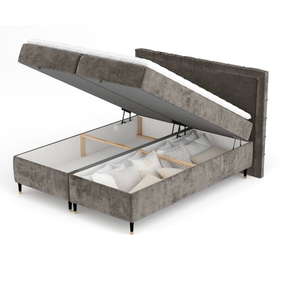 Tamno sivi boxspring krevet s prostorom za pohranu 180x200 cm Voyage – Maison de Rêve-image-2