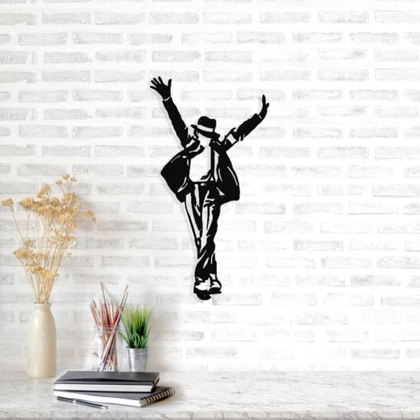 Crna metalna zidna dekoracija Michael Jackson, 36 x 69 cm