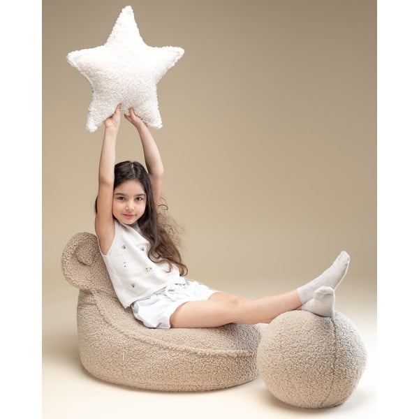Svjetlo smeđa dječja vreća za sjedenje od bouclé tkanine Bear – Wigiwama-image-2