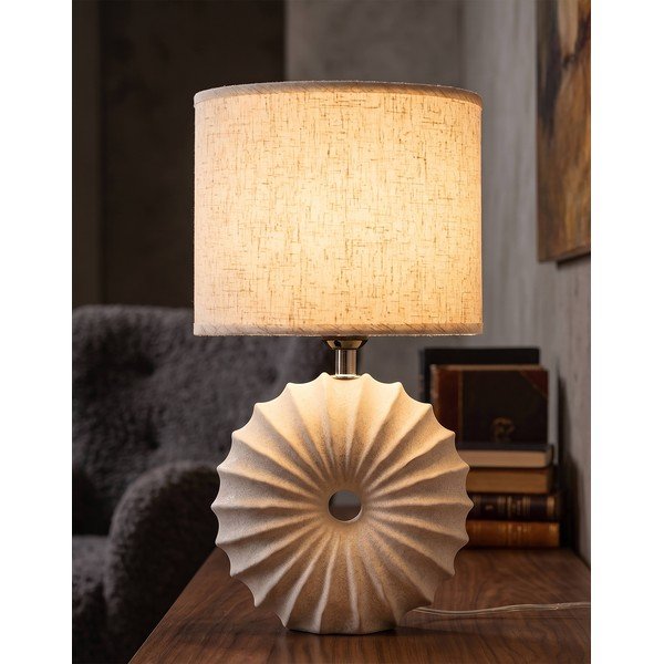 Krem stolna lampa keramička s tekstilnim sjenilom (visina 40 cm) Anemone – Mauro Ferretti-image-1