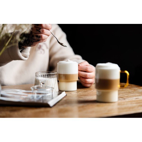 Žute staklene šalice u setu 2 kom za cappuccino 350 ml Livio – Vialli Design-image-1