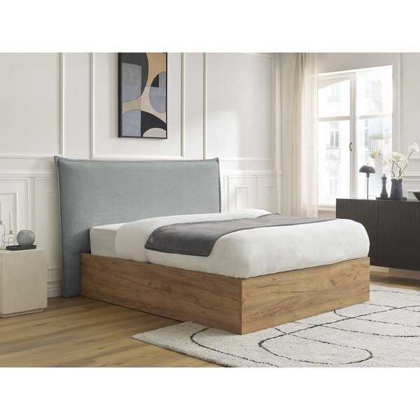 Svijetlo sivi podstavljeni tapecirani/od iverice bračni krevet s prostorom za odlaganje s podnicom 180x200 cm Charlie – Bobochic Paris-image-4