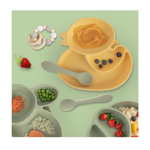 Žuti  silikonski dječji tanjur 19x19,5 cm Chicken – Orion-image-1