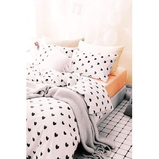 Bijela posteljina za krevet za jednu osobu/za produženi krevet od renforce pamuka s uključenom plahtom/3-dijelna 160x220 cm Mini Hearts – Mila Home