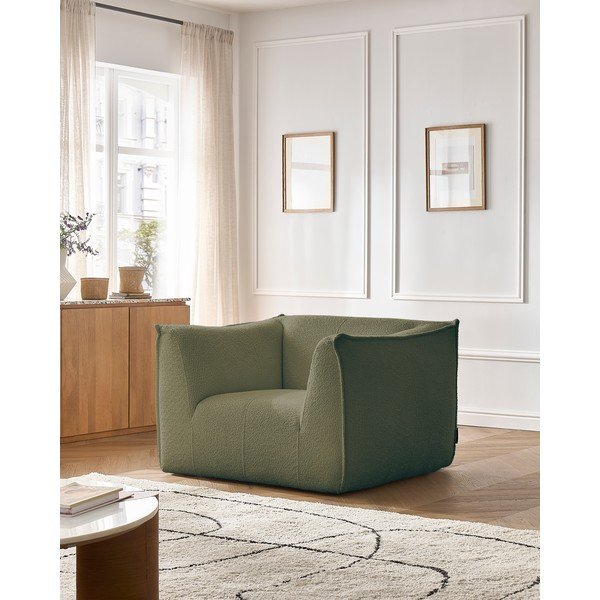 Zelena fotelja od bouclé tkanine Giorgia – Bobochic Paris-image-1