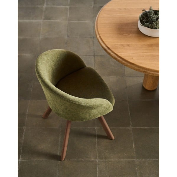 Zelena podstavljena blagovaonska stolica s naslonima za ruke Marvin – Kave Home-image-2