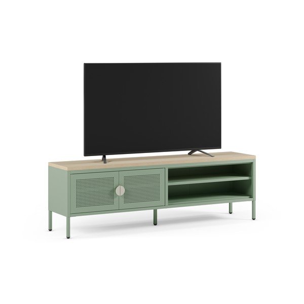 Mentol zelena/u prirodnoj boji metalna TV komoda 160x50x35 cm Sayla – Marckeric-image-1