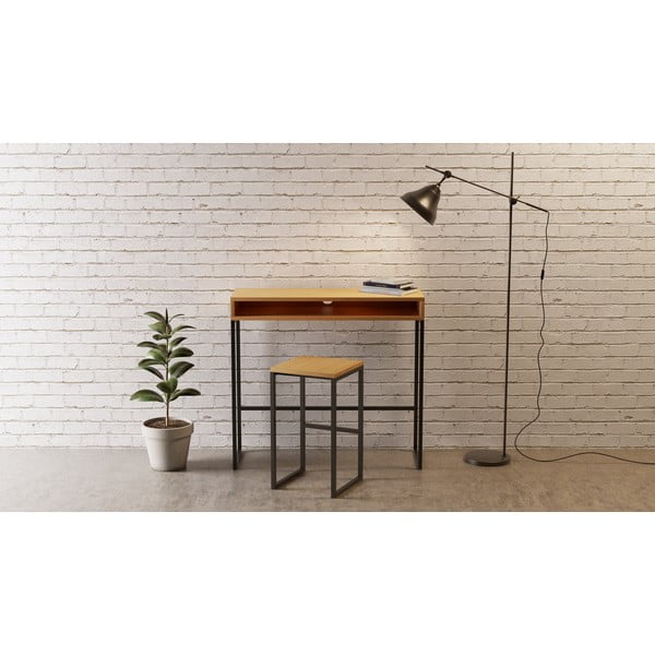 Crna/u prirodnoj boji barska stolica u dekoru hrasta Frame – Woodman-image-1