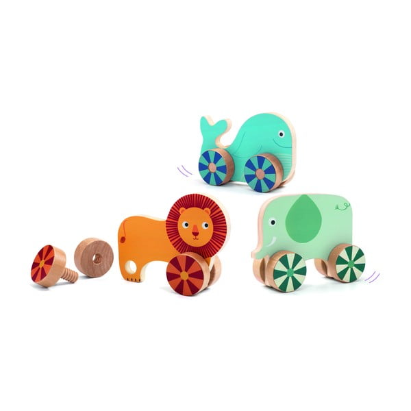 Dječje drvene životinje na kotačićima Djeco