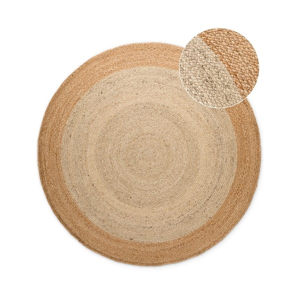 Obostrani/ručno rađen juten okrugao tepih boje slonovače ø 200 cm Jutta Ivory – Hanse Home