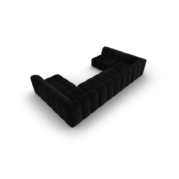 Crna baršunasta kutna garnitura (u obliku slova "U") Kendal - Micadoni Home-image-4