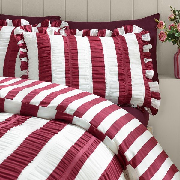 Tamno ljubičasta posteljina za bračni krevet 200x200 cm Seersucker Frill Stripe – Catherine Lansfield-image-2
