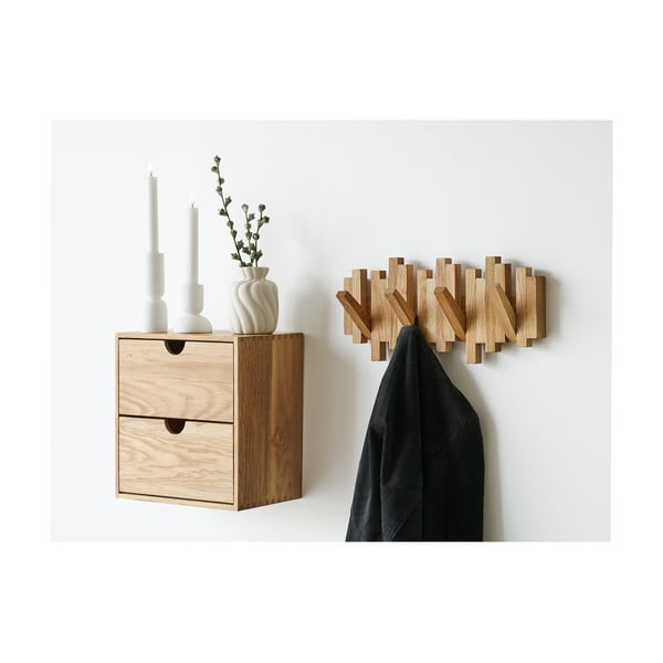 Zidna vješalica od punog hrasta u prirodnoj boji 3 cm Caltra – House Nordic-image-1
