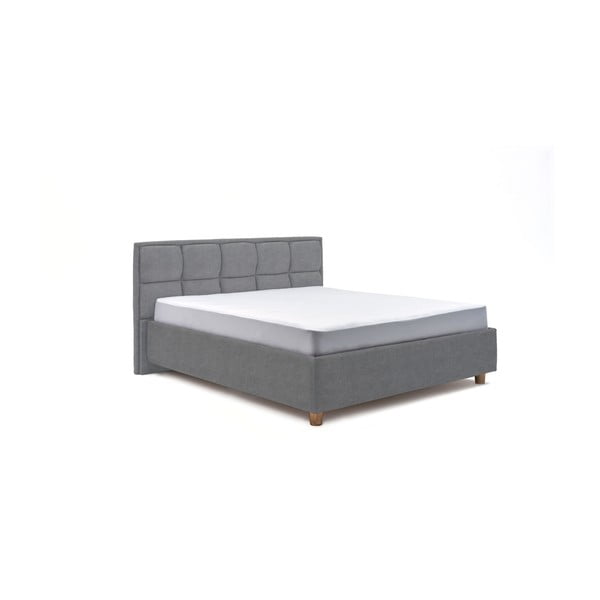 Plavo-sivi bračni krevet s prostorom za odlaganje ProSpánek Karme, 160 x 200 cm