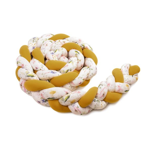 Žuto-bijela pamučna pletena ogradica T-TOMI, dužine 220 cm