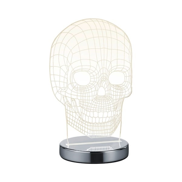LED stolna lampa u sjajnoj srebrnoj boji (visina 21 cm) Skull - Trio