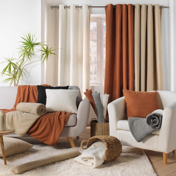 Siva deka od flisa 180x220 cm Curly Wooly – douceur d'intérieur-image-4