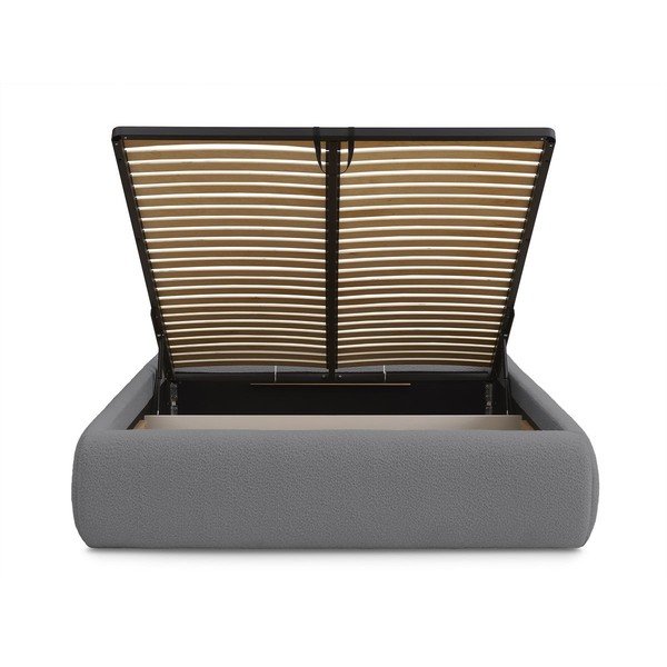 Tamno sivi tapecirani bračni krevet s prostorom za odlaganje/bez uzglavlja s podnicom 160x200 cm Inera – Bobochic Paris-image-4
