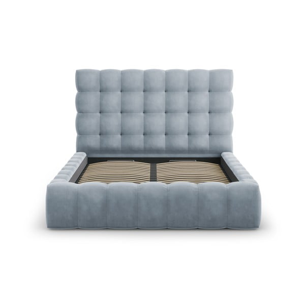 Svijetlo plavi tapecirani bračni krevet s prostorom za pohranu s podnicom 160x200 cm Bali – Cosmopolitan Design-image-3