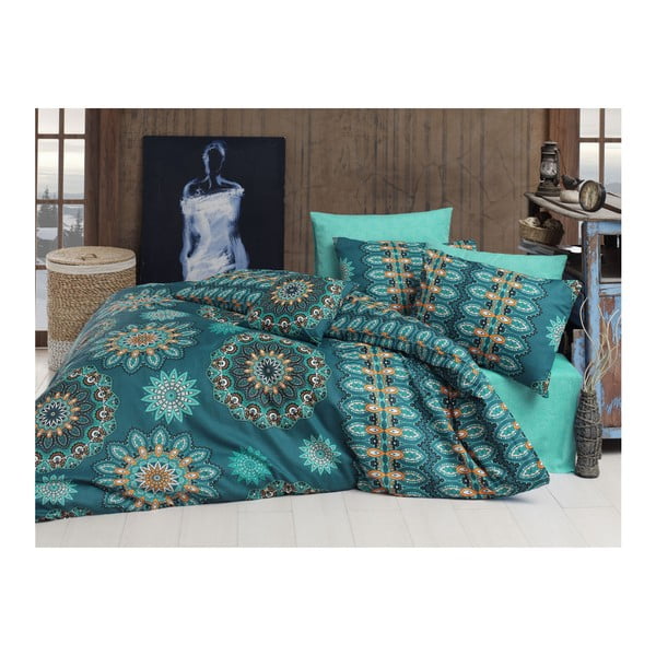 Pamučna posteljina s plahtama Hula Blue, 200 x 220 cm