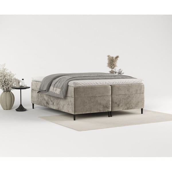 Svjetlo smeđi boxspring krevet s prostorom za pohranu 180x200 cm Araya – Maison de Rêve-image-3