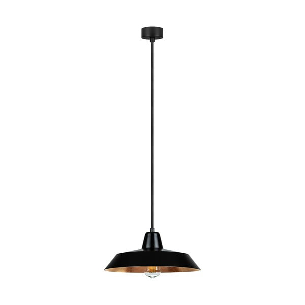 Crna viseća svjetiljka s unutarnjom stranom u bakrenoj boji Sotto Luce Cinco, ⌀ 35 cm