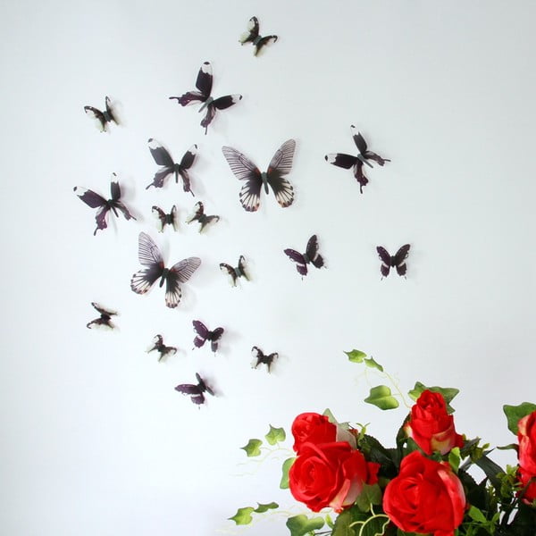 Set od 18 crnih naljepnica 3D Ambience Butterflies Chic