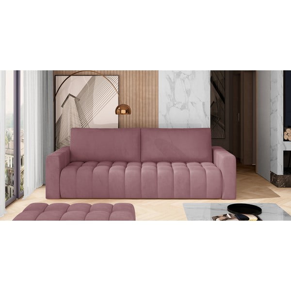 Ružičasta baršunasti sklopiva/s prostorom za odlaganje sofa 247 cm Lazaro – ELTAP-image-1