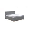 Plavo-sivi bračni krevet s prostorom za odlaganje ProSpánek Grace, 160 x 200 cm