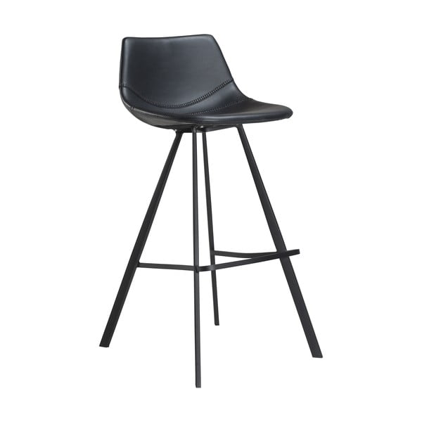 Crna barska stolica od eko kože s crnom metalnom bazom DAN – FORM Denmark Pitch, visina 98 cm