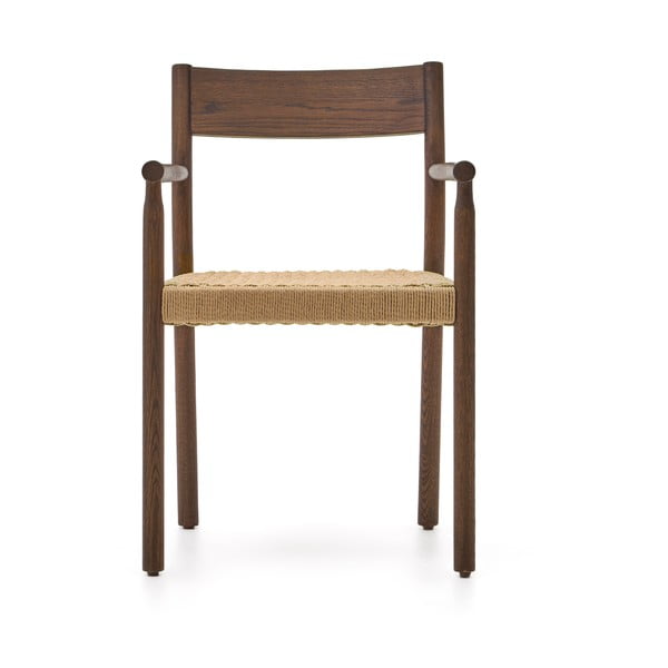 Smeđa/u prirodnoj boji blagovaonska stolica od punog hrasta Yalia – Kave Home-image-3