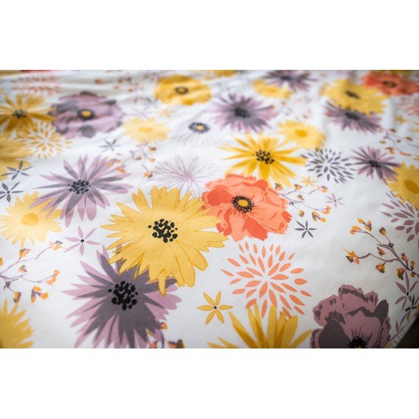 Žuto-bijela pamučna posteljina za krevet za jednu osobu 140x200 cm LP Dita Daisy - Cotton House-image-4