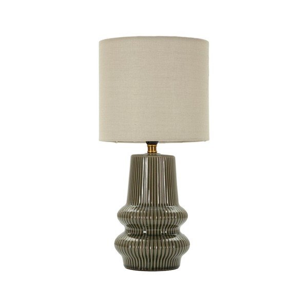 Kaki zelena/krem stolna lampa keramička s tekstilnim sjenilom (visina 41,5 cm) Harmony – Mauro Ferretti