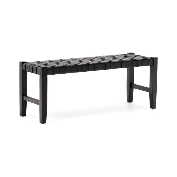 Crna kožna klupa Calixta – Kave Home-image-2