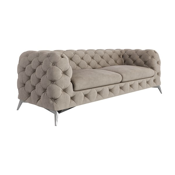 Sivo-bež baršunasti sofa 225 cm Chelsea – Ropez-image-2