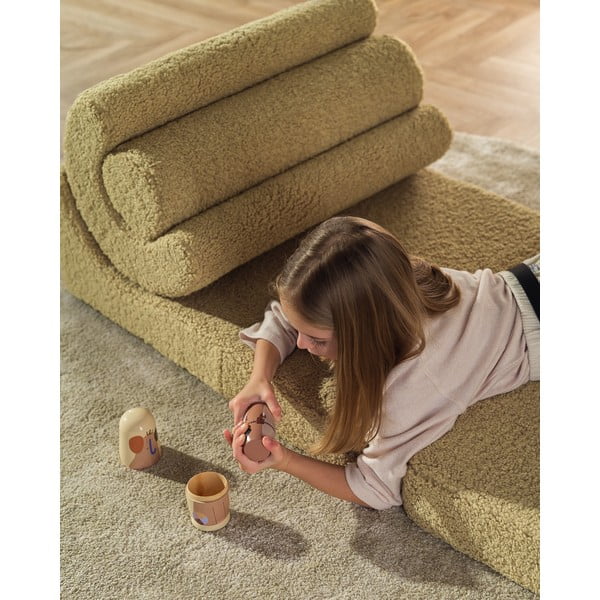 Zelena dječja fotelja od bouclé tkanine Flipster – Wigiwama-image-3