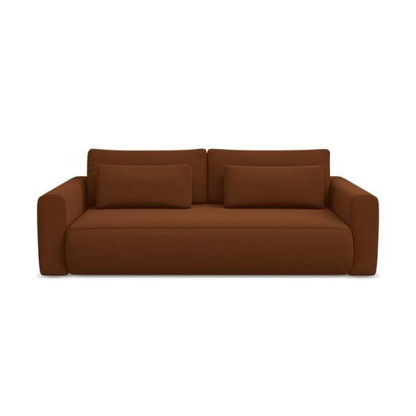 Baršunasti sklopiva/s prostorom za odlaganje sofa boja terakote 238 cm Kapua – Makamii