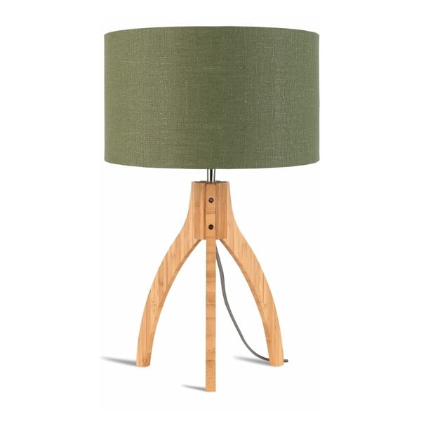 Stolna lampa sa zelenim sjenilom i Good &amp; Mojo Annapurna konstrukcijom od bambusa