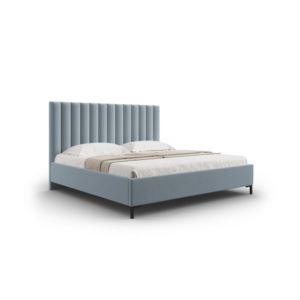 Svijetlo plavi tapecirani bračni krevet s prostorom za pohranu s podnicom 140x200 cm Casey – Mazzini Beds-image-2
