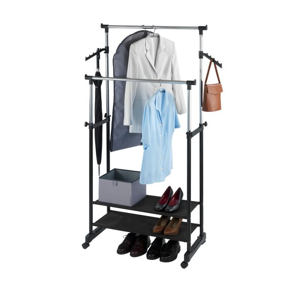 Crni metalni teleskopski mobilni stalak za odjeću All In - Wenko-image-1