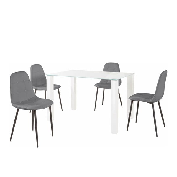 Set za blagovaonski stol i 4 sive Støraa Dante stolice, dužina stola 120 cm
